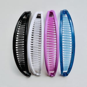 Banana hair clips 7 inch USA made, 4-pack, original hair comb-barrette, 80s retro hair accessory, ponytail holder, clincher comb