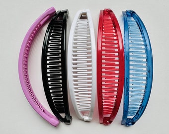 Banaan haarclips 7 inch VS gemaakt, 5-pack, originele haarkam-speldje, jaren '80 retro haaraccessoire, paardenstaarthouder, clincher kam