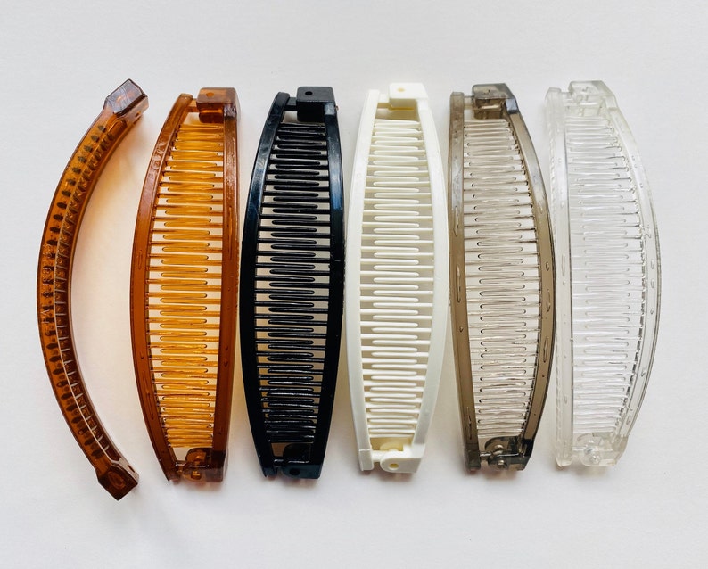 USA made hair comb barrette 6-pack neutral colors clincher comb 80s90s retro hair clip SMALL size ponytail holder Banana clips 5