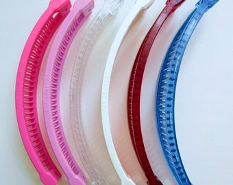 Retro 80s Banana Clips: Small 5-Inch, Assorted Colors, 6-Pack curved ponytail holder