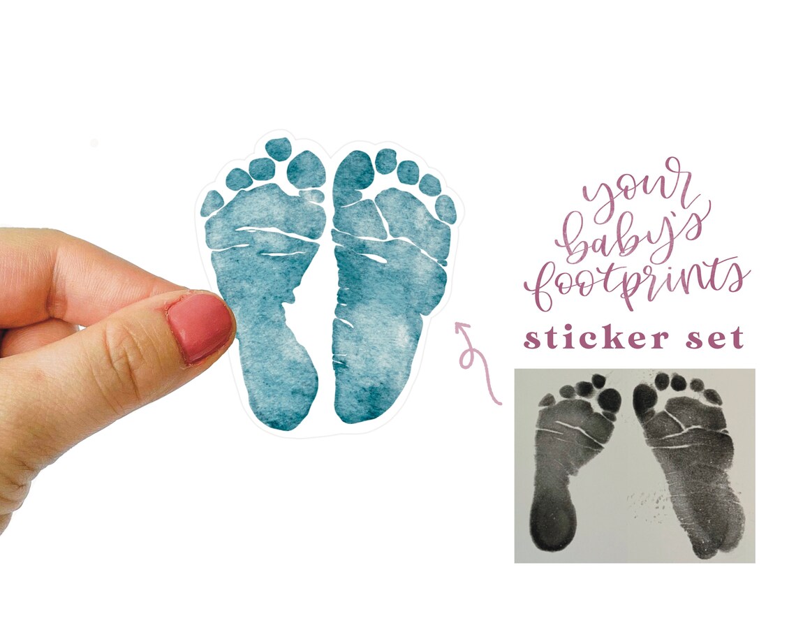 Baby Footprint Sticker Set Watercolor Custom Laptop Decal | Etsy