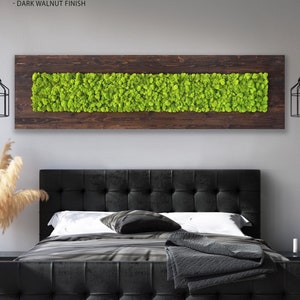 Stained Wood and Moss Wall Decor