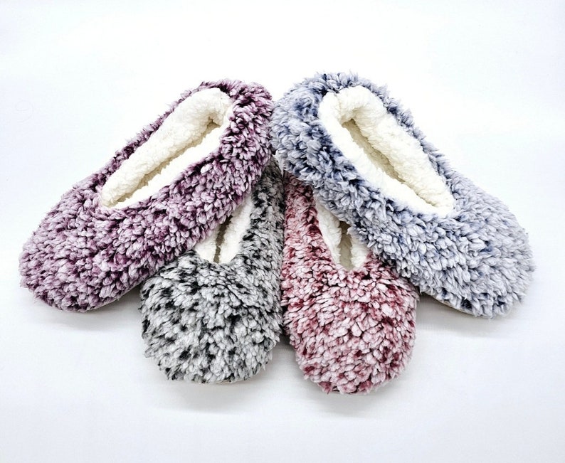 Women's Ultra Soft Slippers, Warm Faux Fur Sherpa Lined Fluffy Indoor Slipper Socks, Comfy Non Skid House Shoes, Gift For Her, Gift For Mom image 4