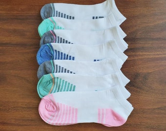 7 Paar Damen-Flachstrick-Low-Cut-Sportsocken, No-Show-Knöchel-Sneaker-Socken, mehrere Farben im Pack, Damen-Alltagssocken, Geschenk für Sie