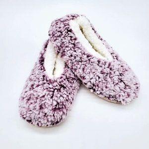 Women's Ultra Soft Slippers, Warm Faux Fur Sherpa Lined Fluffy Indoor Slipper Socks, Comfy Non Skid House Shoes, Gift For Her, Gift For Mom Purple