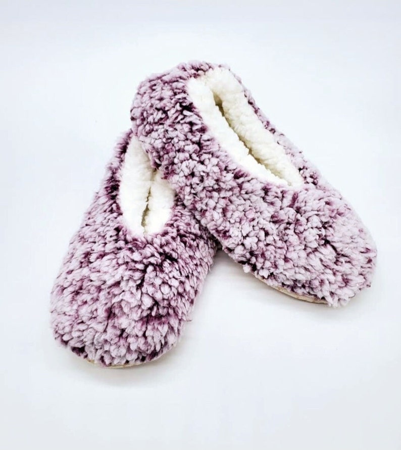 Women's Ultra Soft Slippers, Warm Faux Fur Sherpa Lined Fluffy Indoor Slipper Socks, Comfy Non Skid House Shoes, Gift For Her, Gift For Mom Purple