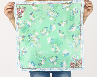 Écharpe bandana avec broderie à la main, écharpe carrée à motif floral, foulard bandana en coton, foulard, joli foulard, 100 % coton, cadeaux