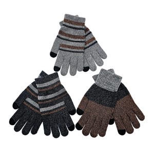 ACUSHLA Guanti in lana merino per uomo e donna - Fodera pesante calda in pile con touch screen per guanti termici invernali in lana morbida a maglia per il freddo, Grigio, L