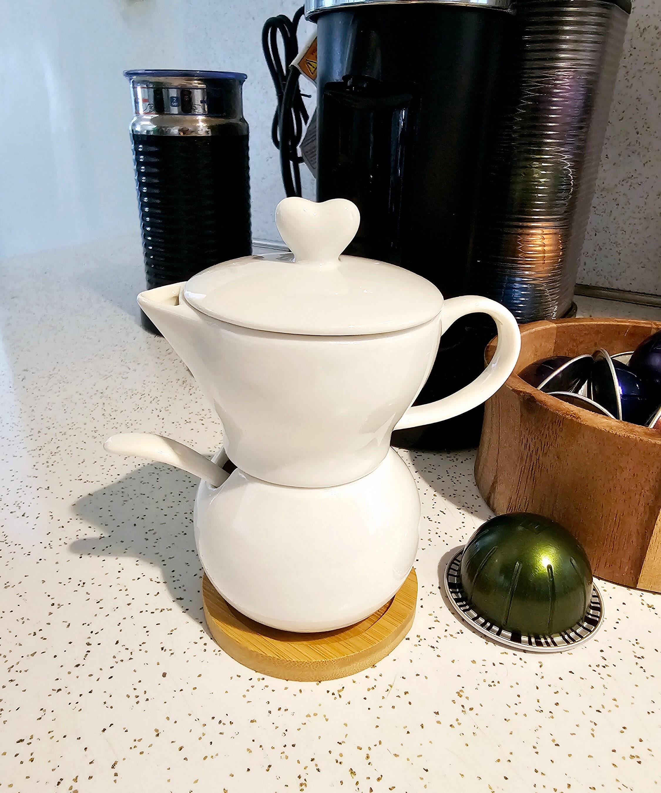 White Porcelain Creamer and Sugar Holder With Spoon, Tea Serving Set on ...