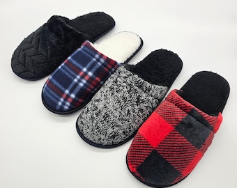 Men's Faux Fur Sherpa Lined Slippers: Cozy Hard Sole Lounge Slippers