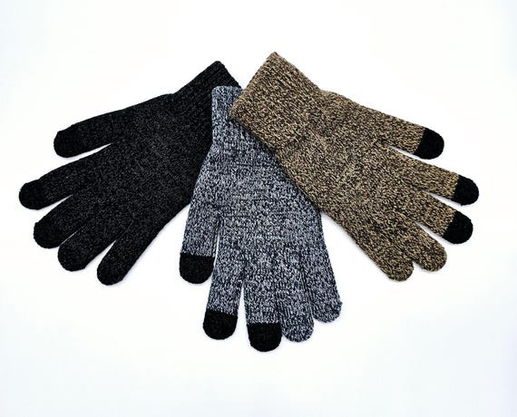 Men's Knit Touch Screen Texting Gloves: Marled Ultra Soft Winter