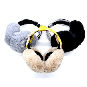 Fluffy Faux Fur Earmuffs, Stylish Ear Covers, Foldable Ear Warmers with Pearl Bow