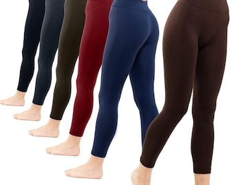 Women's Soft Fleece Lined Fashion Leggings in Solid Colors, Athletic Leggings, Everyday Leggings, Warm Tights, Yoga Pants, Gift For Her