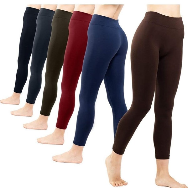 Women's Soft Fleece Lined Fashion Leggings in Solid Colors, Athletic Leggings, Everyday Leggings, Warm Tights, Yoga Pants, Gift For Her