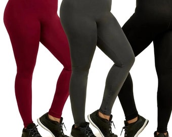 Women's Plus Size Leggings, Ultra Soft Fleece Lined Leggings in Solid Colors, Trendy Plus size Leggings, Workout Leggings, 1XL/2XL & 3XL/4XL