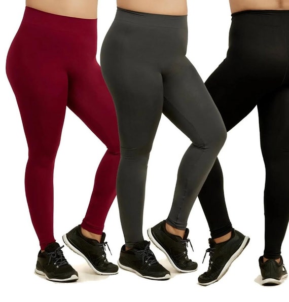 Women's Plus Size Leggings, Ultra Soft Fleece Lined Leggings in Solid  Colors, Trendy Plus Size Leggings, Workout Leggings, 1XL/2XL & 3XL/4XL 