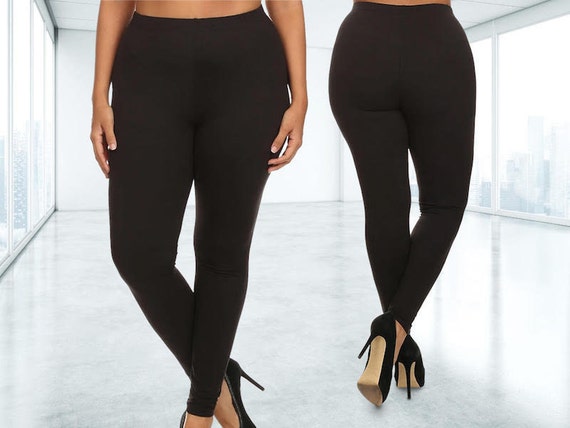 Women's Plus Size Leggings, Fleece Lined Ultra Soft Black Leggings