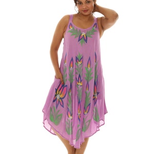 Floral Sundress: Boho Tropical Brush Paint Print Summer Dress, Beach Wear, Plus Size