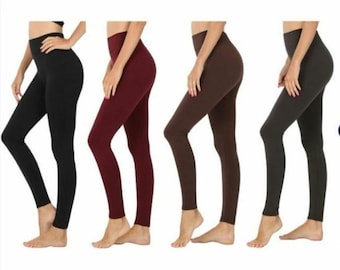 Women's Plus Size Leggings, Ultra Soft Fleece Lined Leggings in Solid Colors, Trendy Plus size Leggings, Workout Leggings, 1XL/2XL & 3XL/4XL