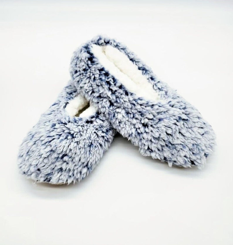 Women's Ultra Soft Slippers, Warm Faux Fur Sherpa Lined Fluffy Indoor Slipper Socks, Comfy Non Skid House Shoes, Gift For Her, Gift For Mom Blue
