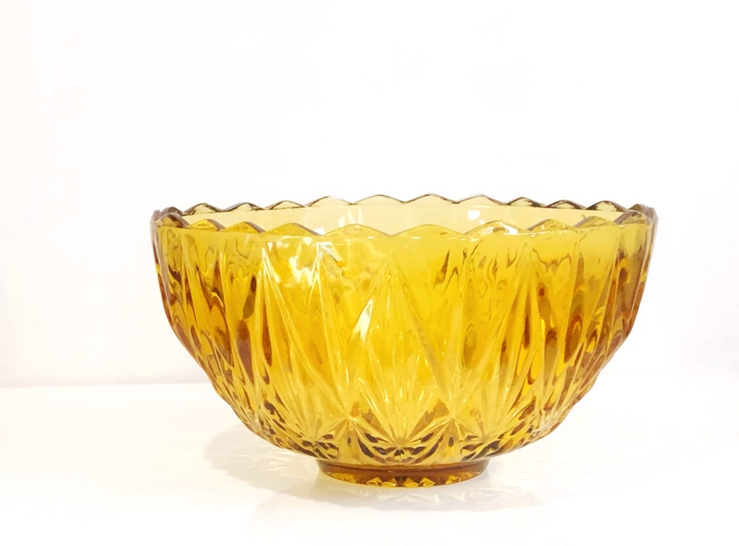 Vintage Amber Cut Glass Bowl by Hazel Atlas Etsy
