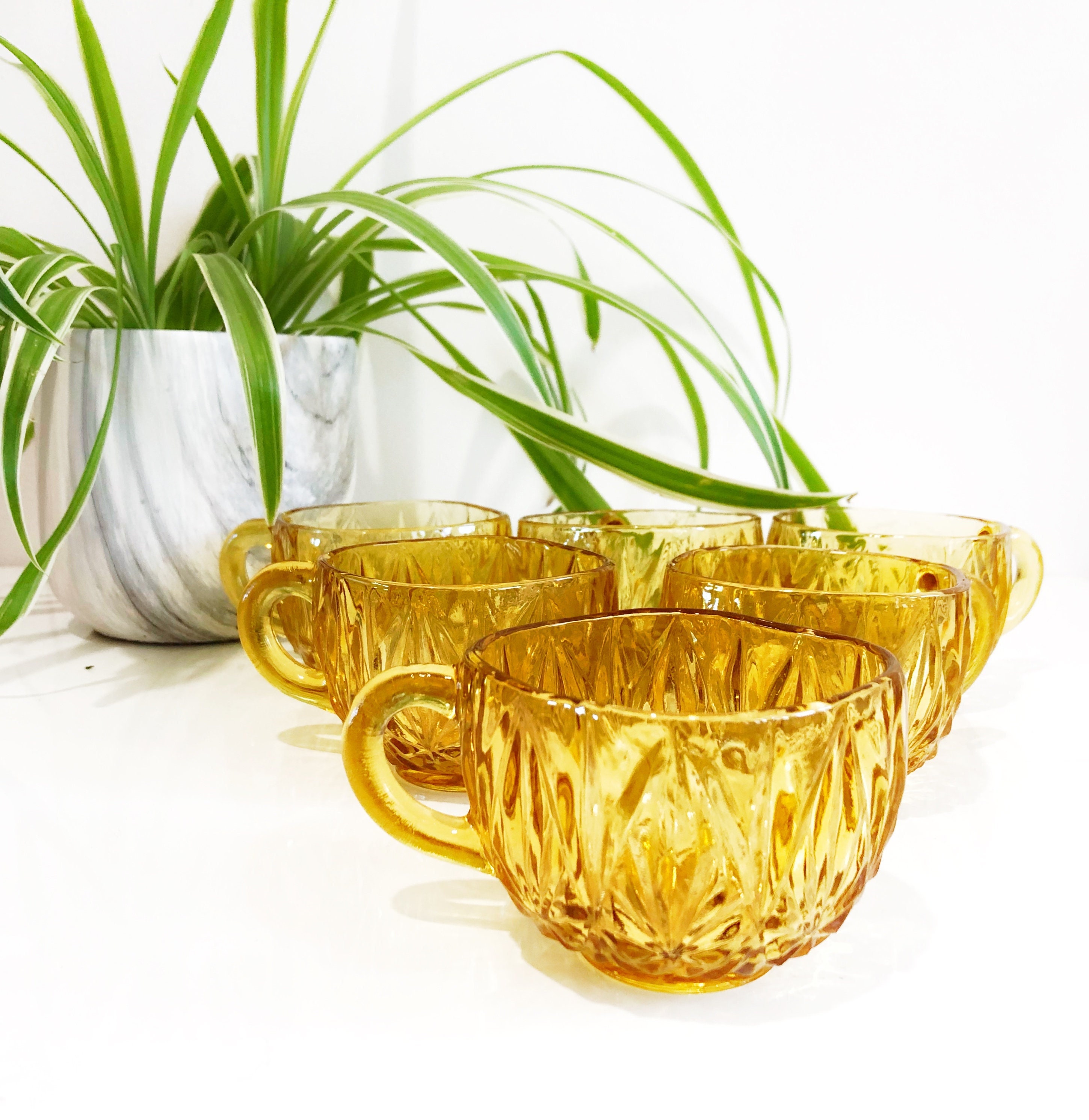Vintage Amber Glass Punch Cup Sets by Hazel Atlasx2sold Separately Etsy