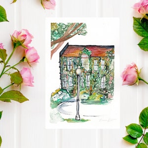 Vintage Historic Building with Ivy - Plaine Air Digital Print, Vintage Building Digital Print, Vintage Painting, 5x7, 8x10, 11x14