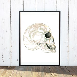 Skull Watercolor Fine Art Print, Skull Painting Digital Print, Skull Painting, Bones Digital Print, 5x7, 8x10, 11x14
