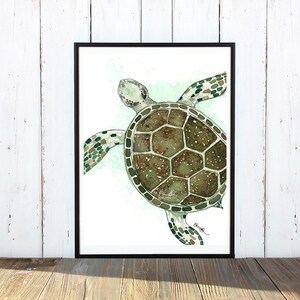 Sea Turtle Fine Art Print, Sea Turtle Painting Digital Print, Turtle Painting, Marine Life Digital Print, 5x7, 8x10, 11x14