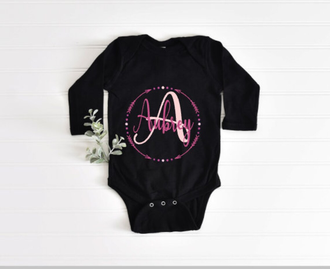Black Long sleeve custom onesis for baby. The perfect | Etsy