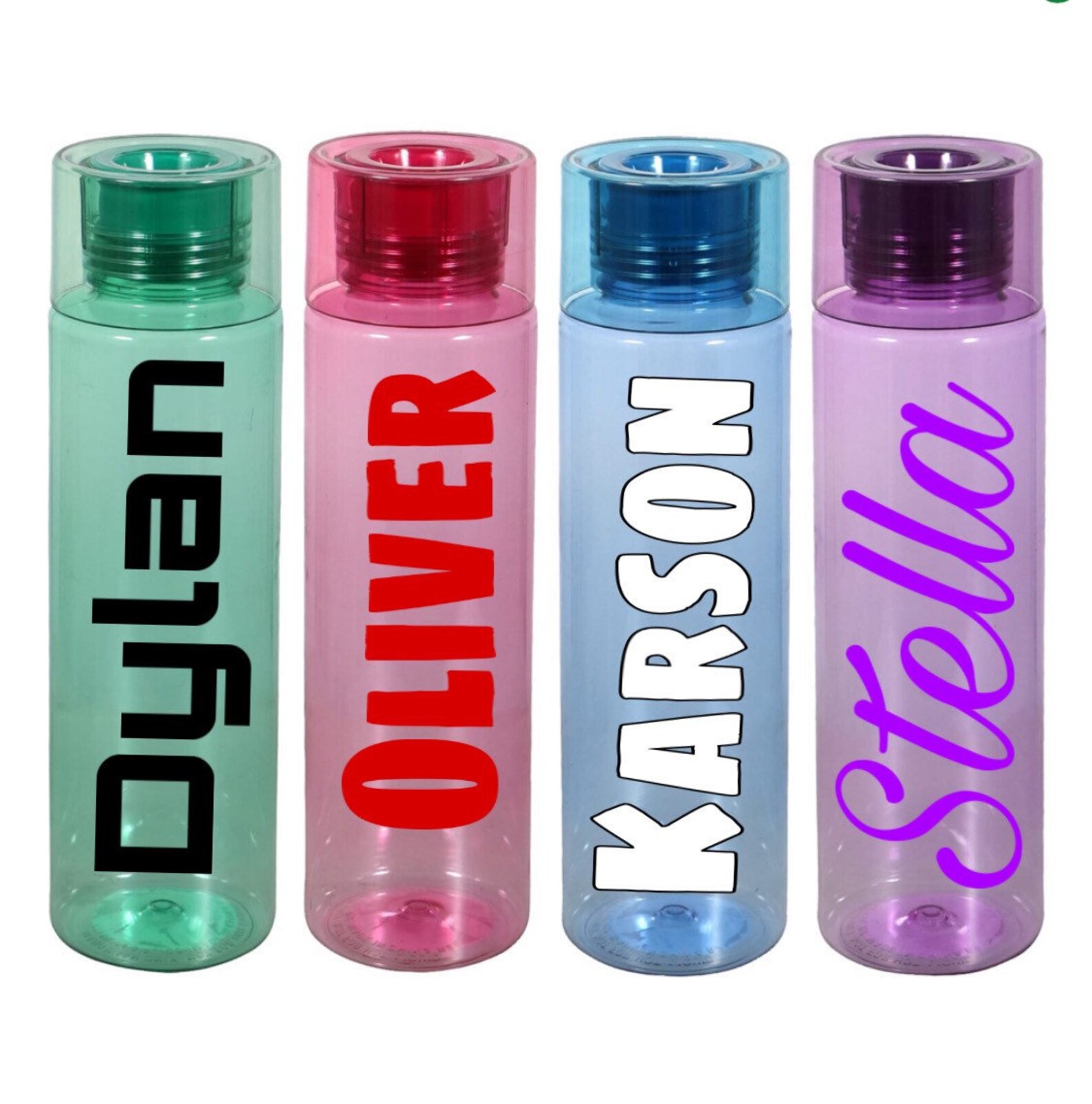 Personalized skinny water bottle with screw top and silicone Etsy