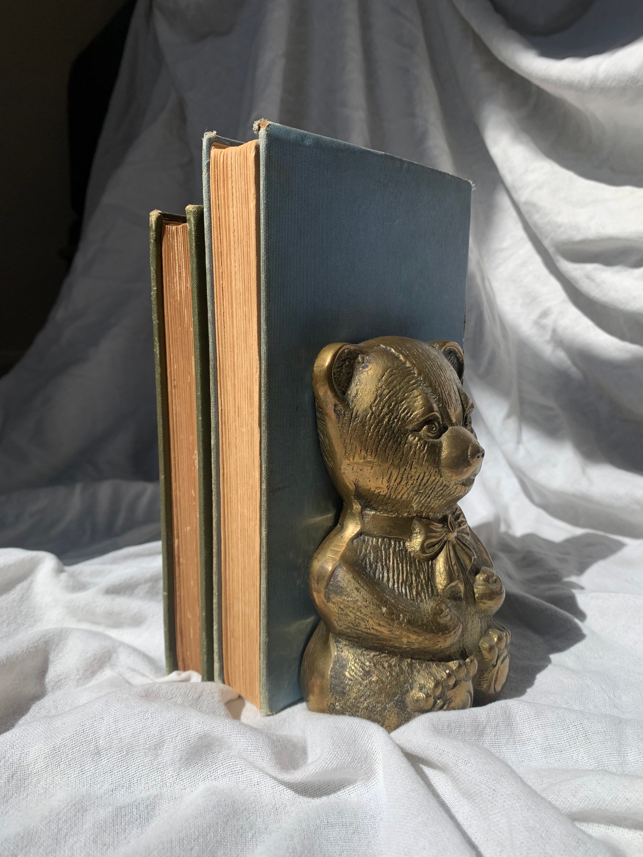 Brass teddy bear bookend brass bookend vintage brass bear Etsy