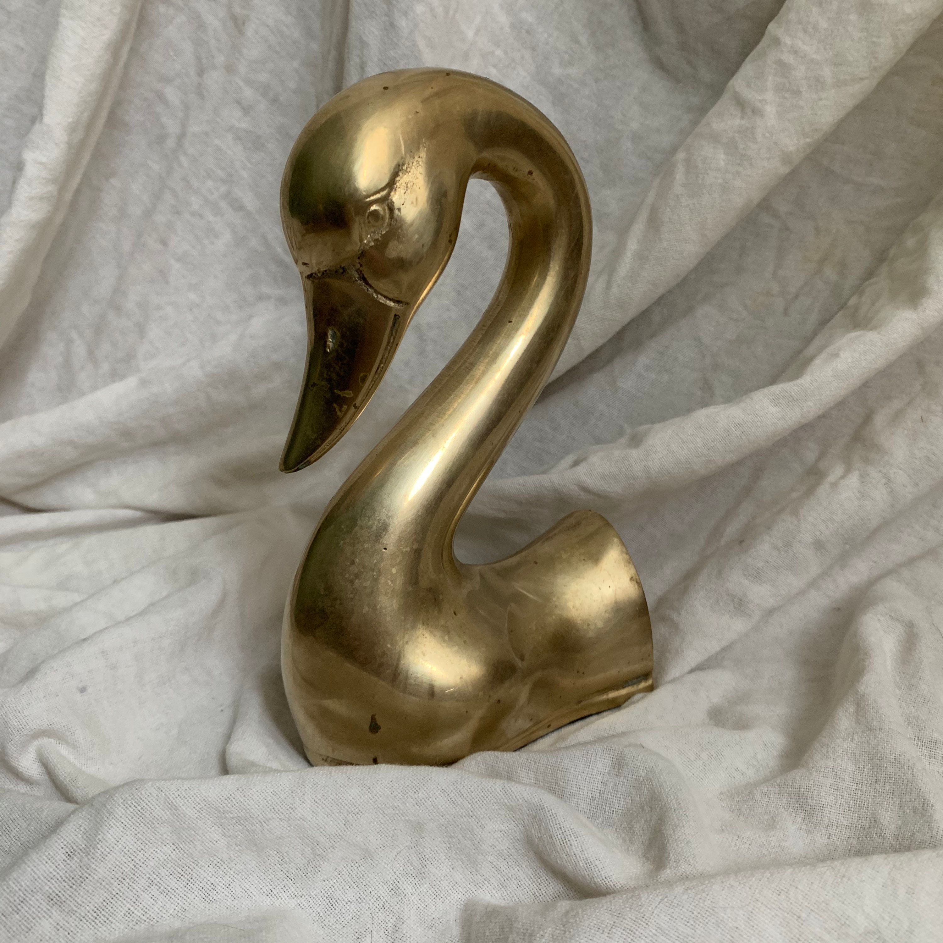 Vintage brass swan bookend brass swan statue swan deco Art Etsy