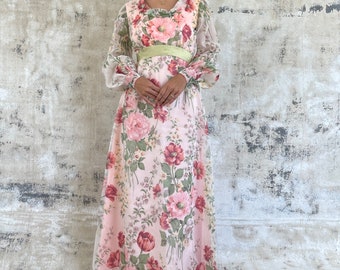 Robe maxi vintage Emma Doml à fleurs des années 60