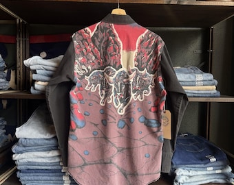 Vintage Wrangler Stampede Print Western Pearl Snap Shirt Size M 90s Black AOP