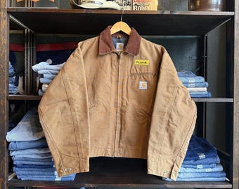 Vintage J01 BRN Carhartt Detroit Jacket Size XXL Brown Tan Corduroy Collar