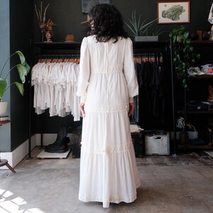 1970s Black Gauze Dress with Lace Trim