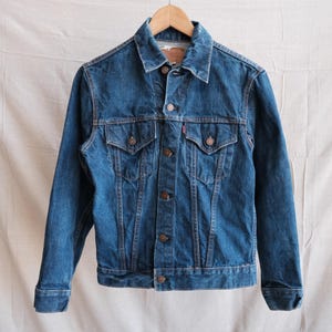Vintage 1970s Levis Big E Trucker Jacket Denim Blue Size XS