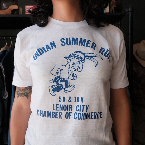 Vintage 70s Indian Summer Run T-shirt Size S - image 3