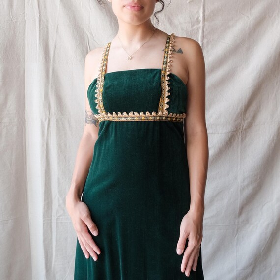 Vintage 1960's Gunne Sax Black Label Green Velvet… - image 3