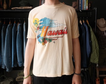 Vintage 70s Hawaii Poly Tee T-shirt Size Large