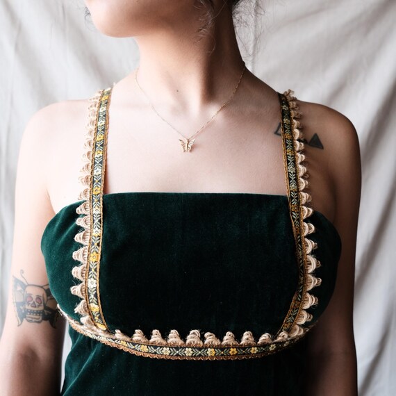 Vintage 1960's Gunne Sax Black Label Green Velvet… - image 5