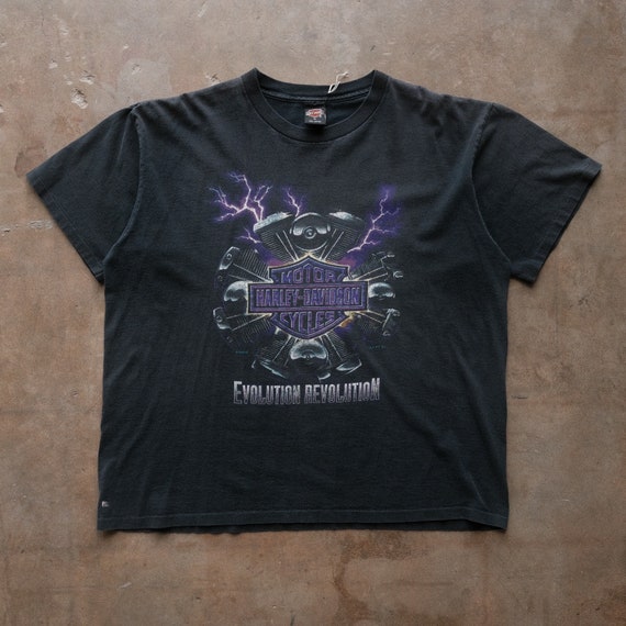 Vintage 90s Harley Davidson Lightning T-shirt Size 2XL Evolution 