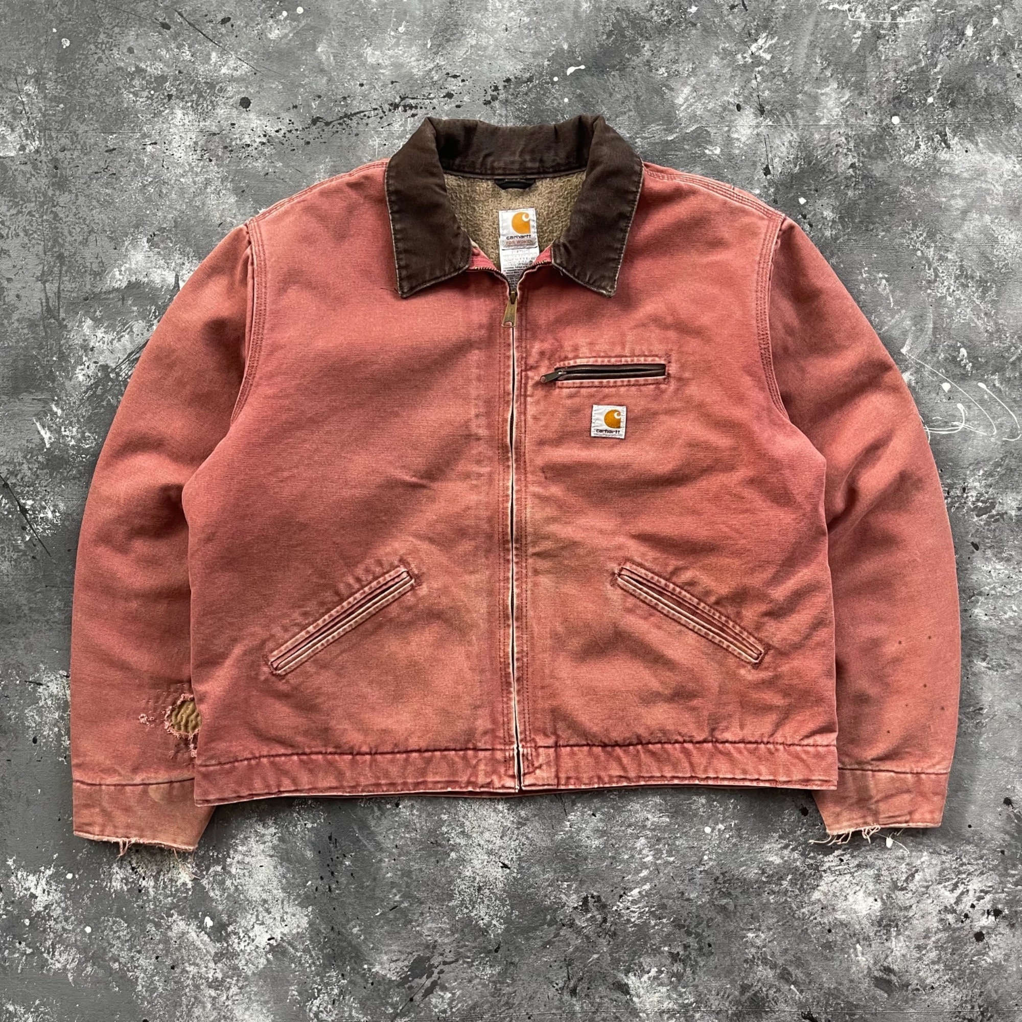 Vintage Carhartt J Detroit Jacket Faded Coral Salmon Size   Etsy