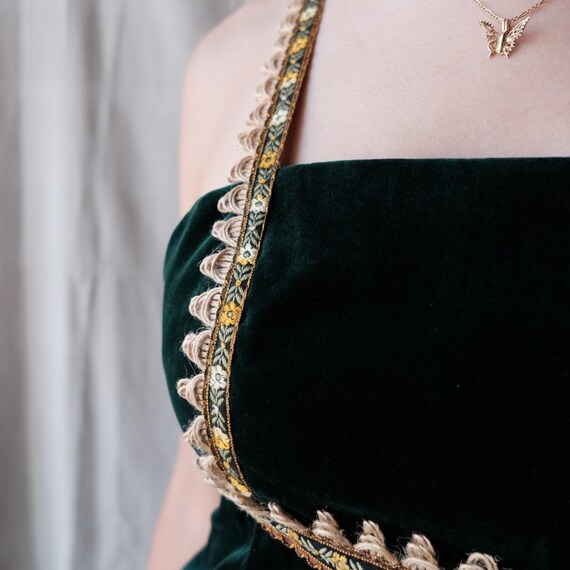 Vintage 1960's Gunne Sax Black Label Green Velvet… - image 4
