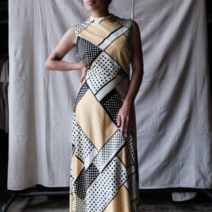 Robe longue sans manches à imprimé géométrique vintage des années