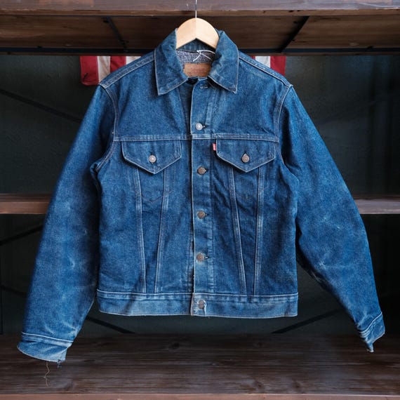 Vintage 70s Levis 70505 Trucker Jacket Size M Blanket Lined Dark 