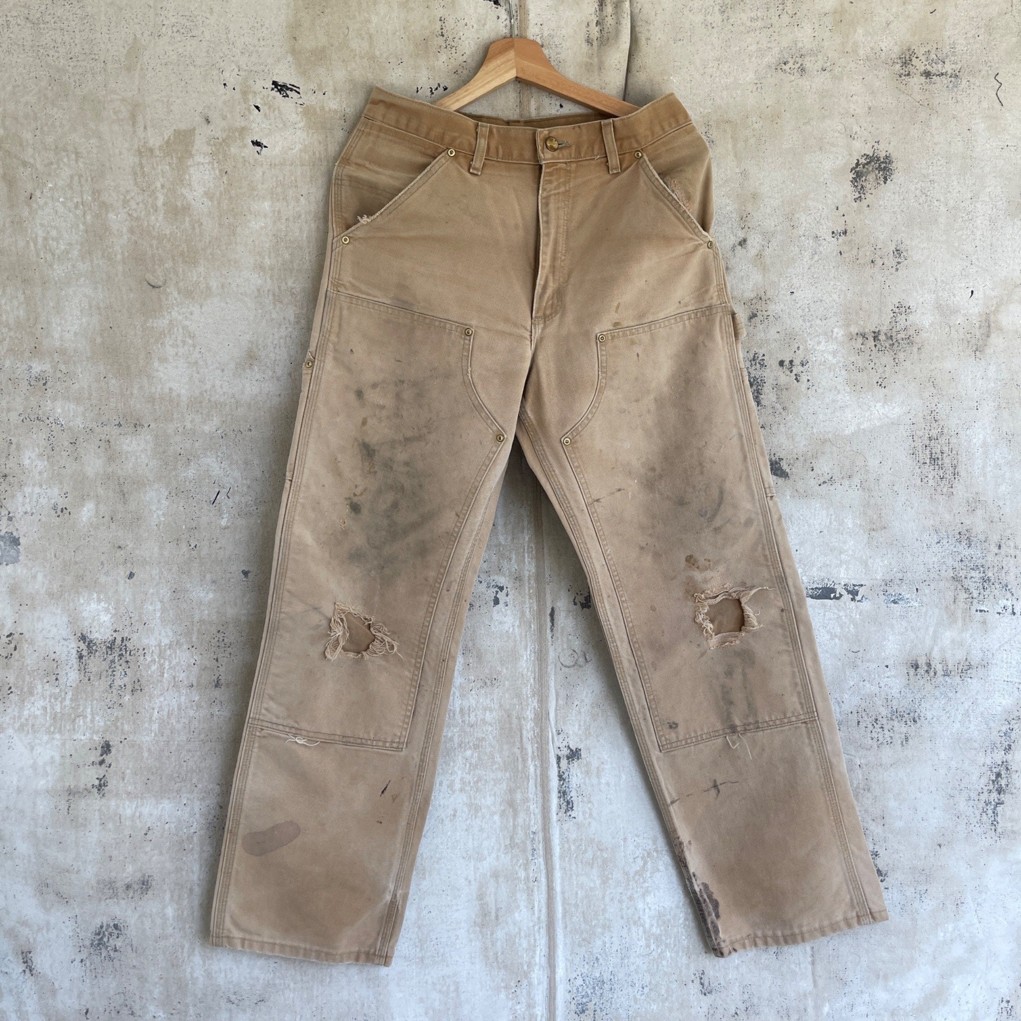 Y2K Carhartt Double Knee Patched Work Pants in Tobacco, Size 35x30