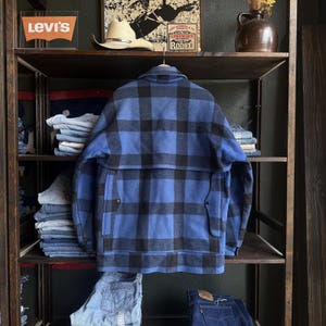 Vintage 70s Filson Mackinaw Cruiser Jacket Size 44 Cobalt Blue Buffalo image 4