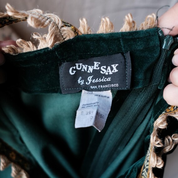 Vintage 1960's Gunne Sax Black Label Green Velvet… - image 6